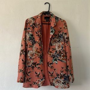 Coral Floral Print Oversized Cynthia Rowley Blazer - Size XS